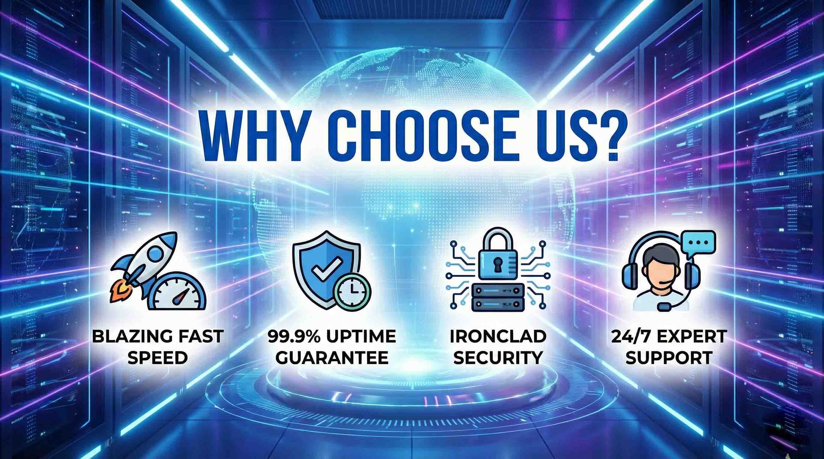 Illustration showing why choose our premium hosting